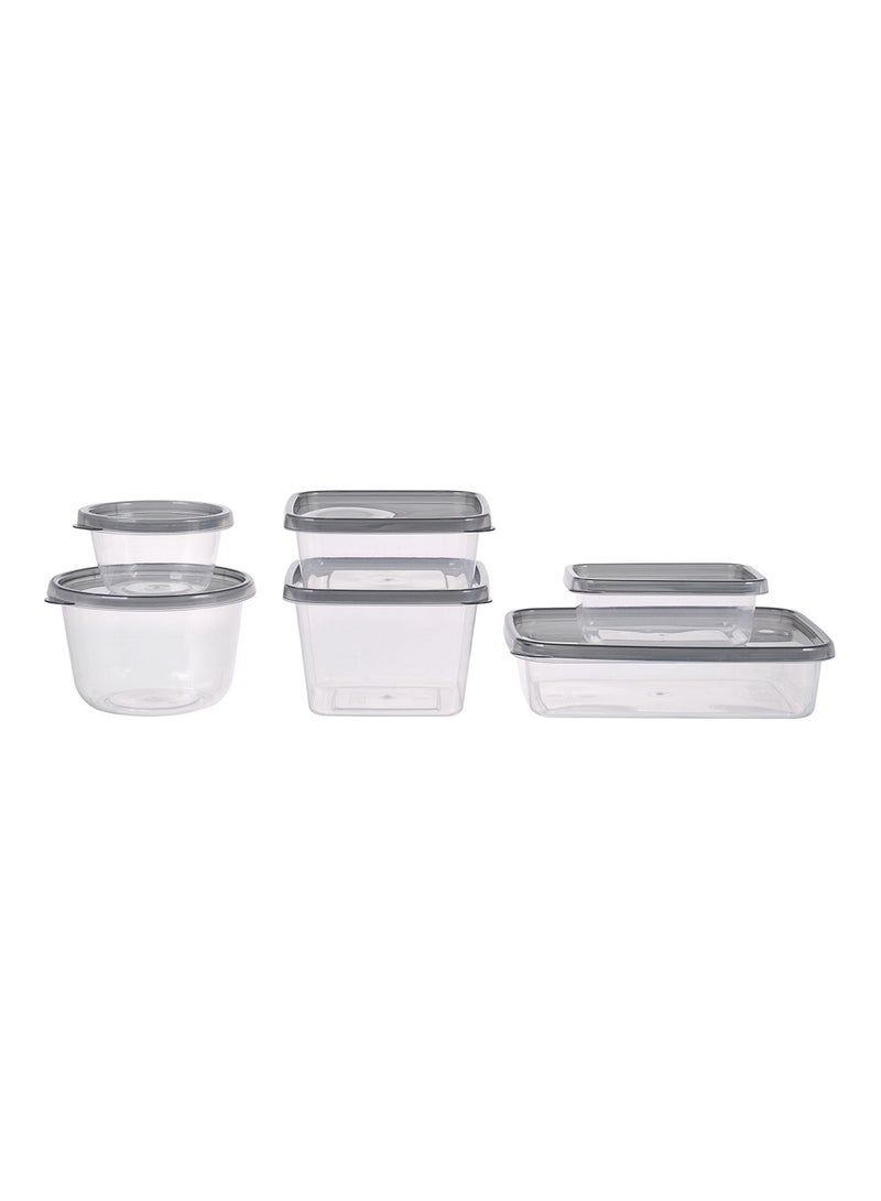 Amal 17 Piece Plastic Food Container Set - Spill Proof Lids - Food Storage Box - Storage Boxes - Kitchen Cabinet Organizers - Grey Grey 17-Piece - Image 5