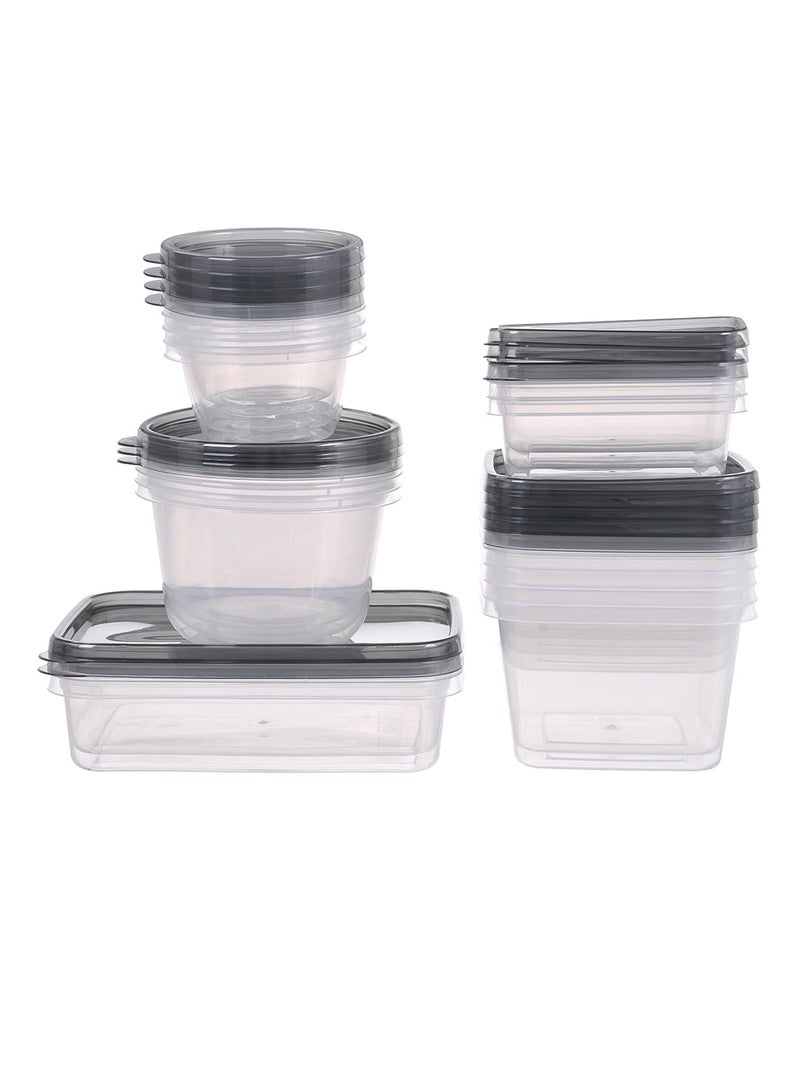 Amal 17 Piece Plastic Food Container Set - Spill Proof Lids - Food Storage Box - Storage Boxes - Kitchen Cabinet Organizers - Grey Grey 17-Piece - Image 4