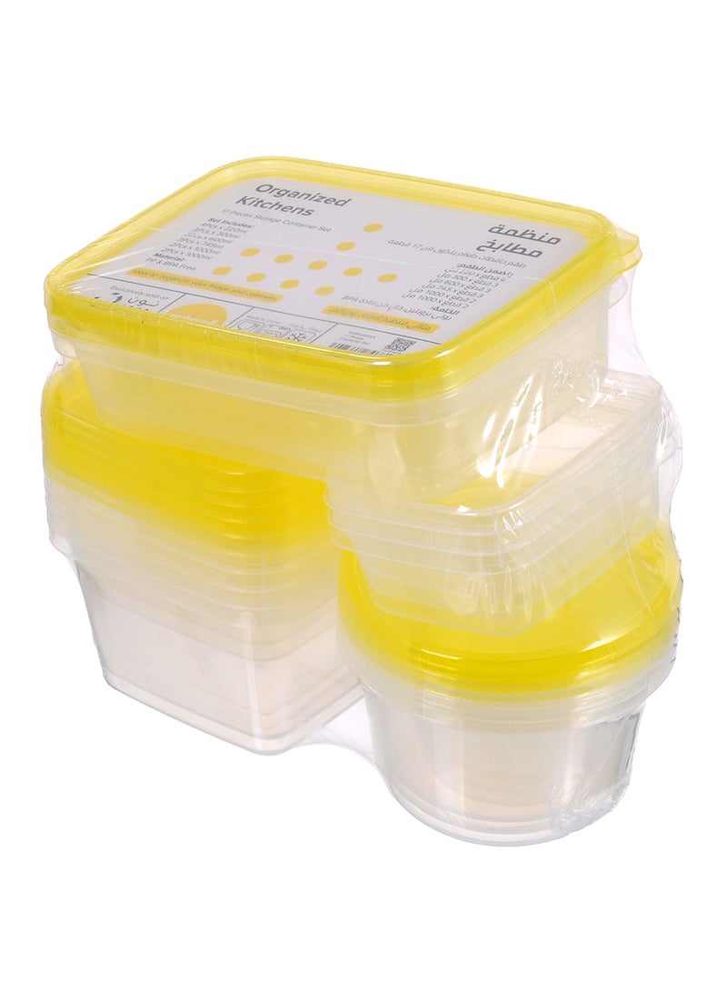 Amal Plastic Food Container Set - Spill Proof Lids - Food Storage Box - Storage Boxes - Kitchen Cabinet Organizers Yellow 17-Piece - Image 3