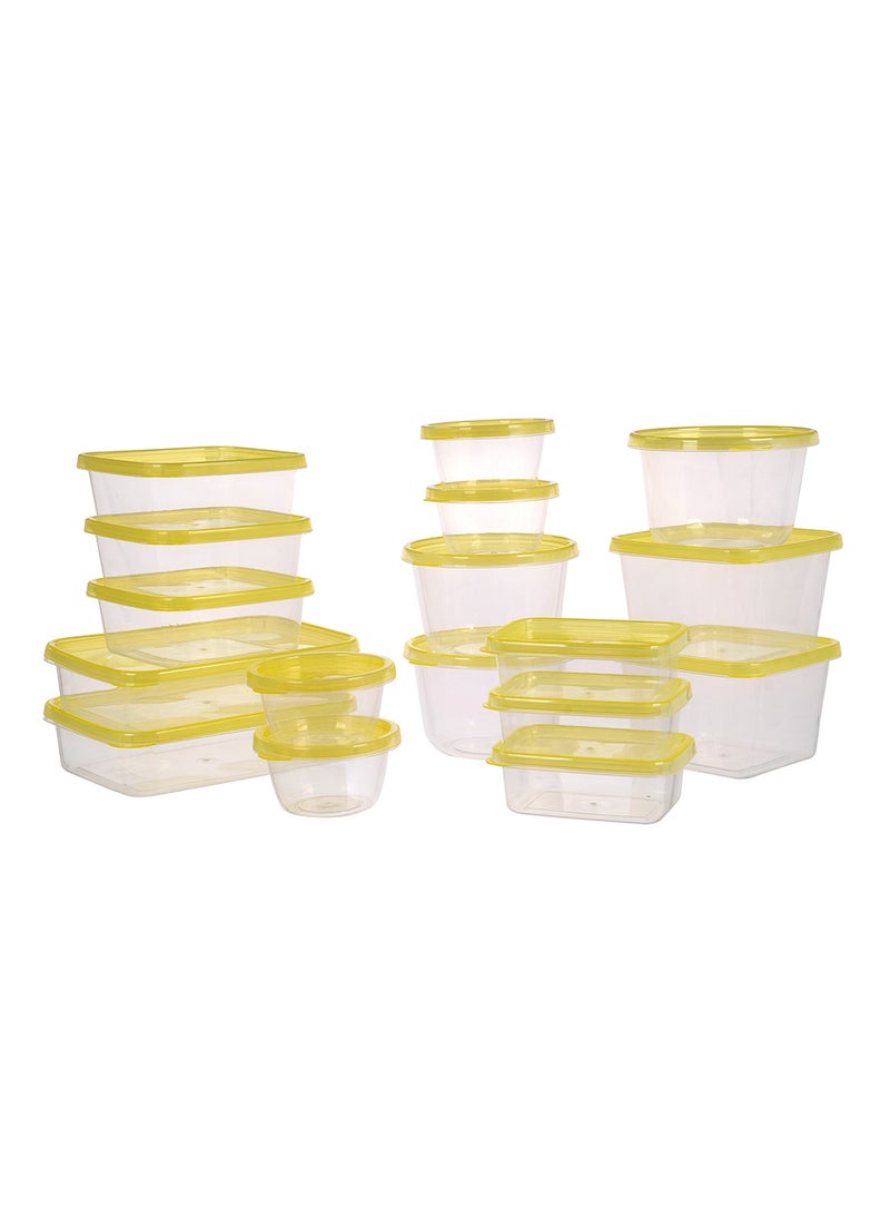 Amal Plastic Food Container Set - Spill Proof Lids - Food Storage Box - Storage Boxes - Kitchen Cabinet Organizers Yellow 17-Piece - Image 1