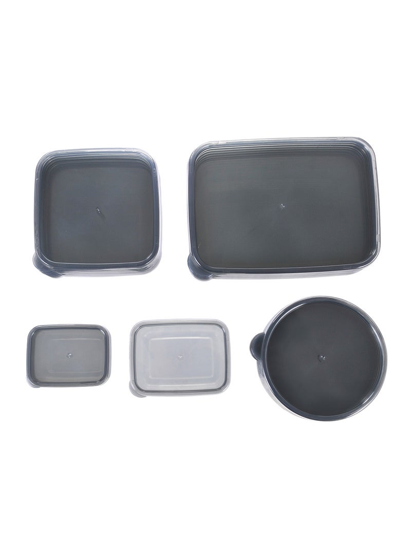أمال طقم علب لحفظ الطعام مصنوعة من البلاستيك مكون من 30 قطعة- أغطية مقاومة للسكب - علبة تخزين الطعام - علب تخزين - منظم خزانة المطبخ - لون رمادي رمادي 30-Piece - Image 3