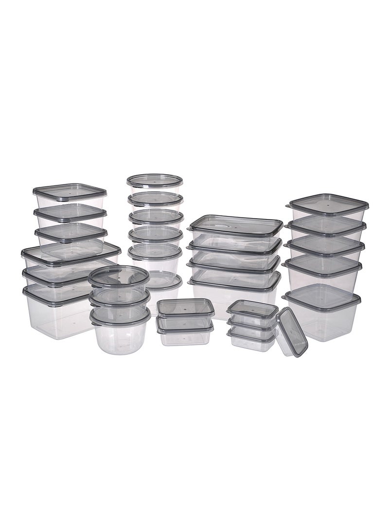 أمال طقم علب لحفظ الطعام مصنوعة من البلاستيك مكون من 30 قطعة- أغطية مقاومة للسكب - علبة تخزين الطعام - علب تخزين - منظم خزانة المطبخ - لون رمادي رمادي 30-Piece - Image 1