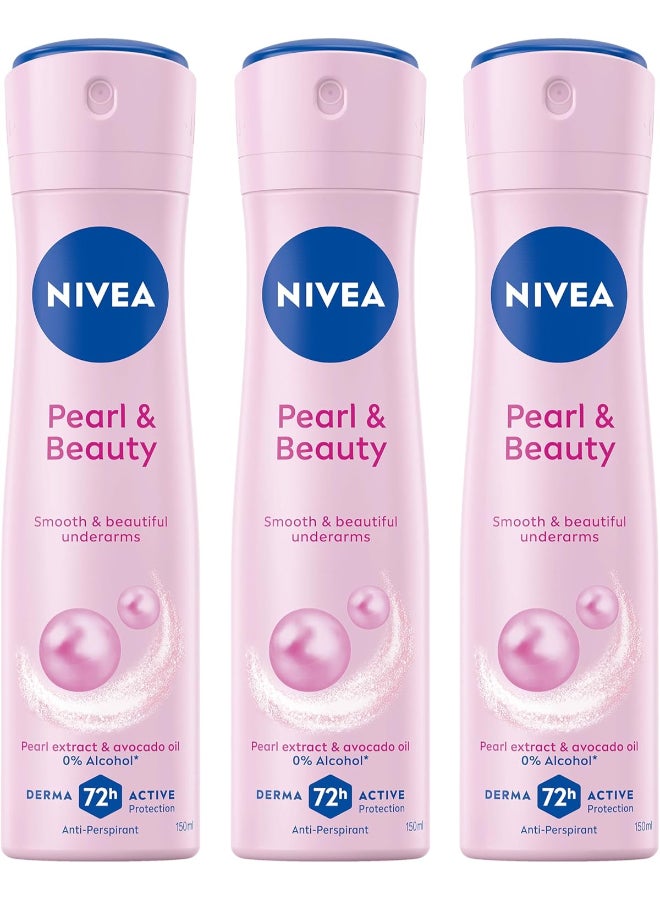 Nivea Pearl And Beauty Deodorant 150ml Pack of 3 3x150ml