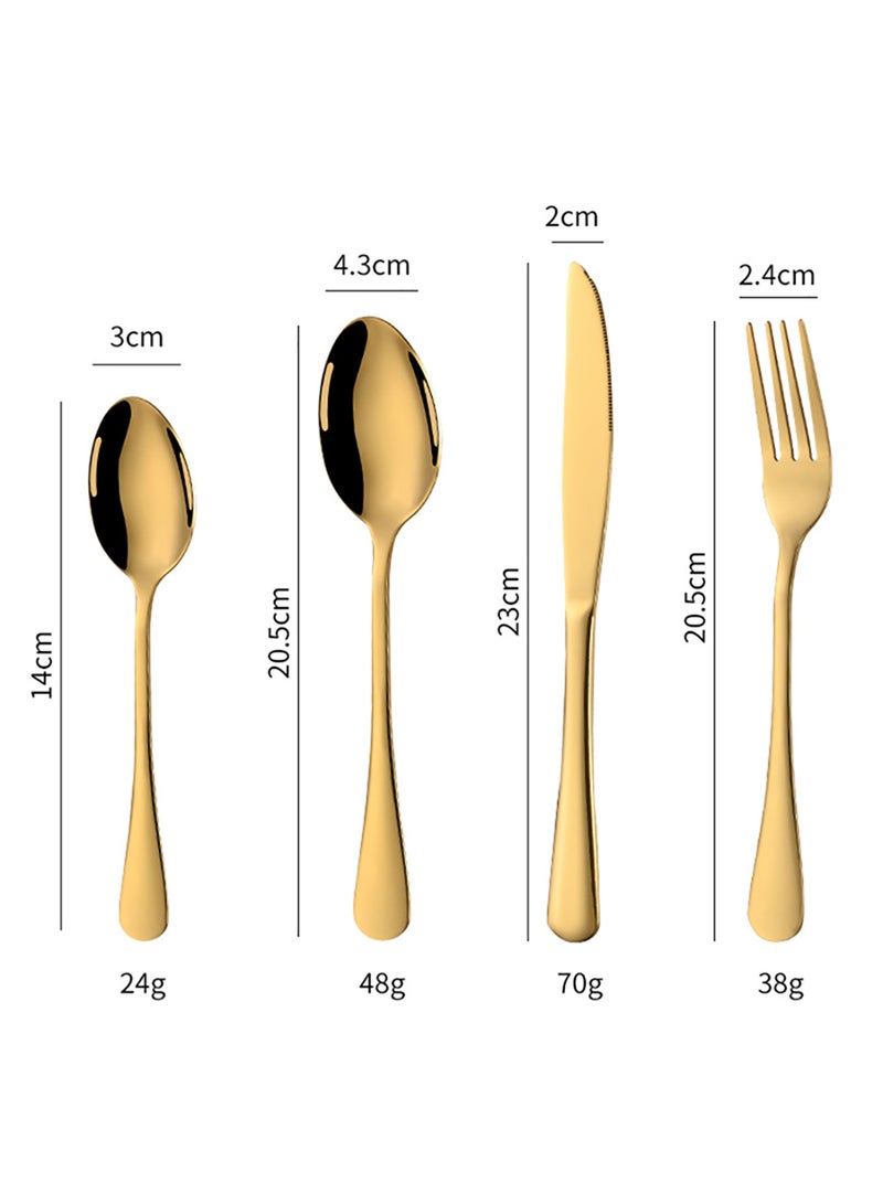 Sunhome 24-Piece Stainless Steel Cutlery Set Kitchen Utensils Set Surface Texture-Free Western Tableware Suitable For Home Kitchen Restaurant Hotel Party Dining Picnic Dining Exquisite Packaging Gift Golden  - Image 4