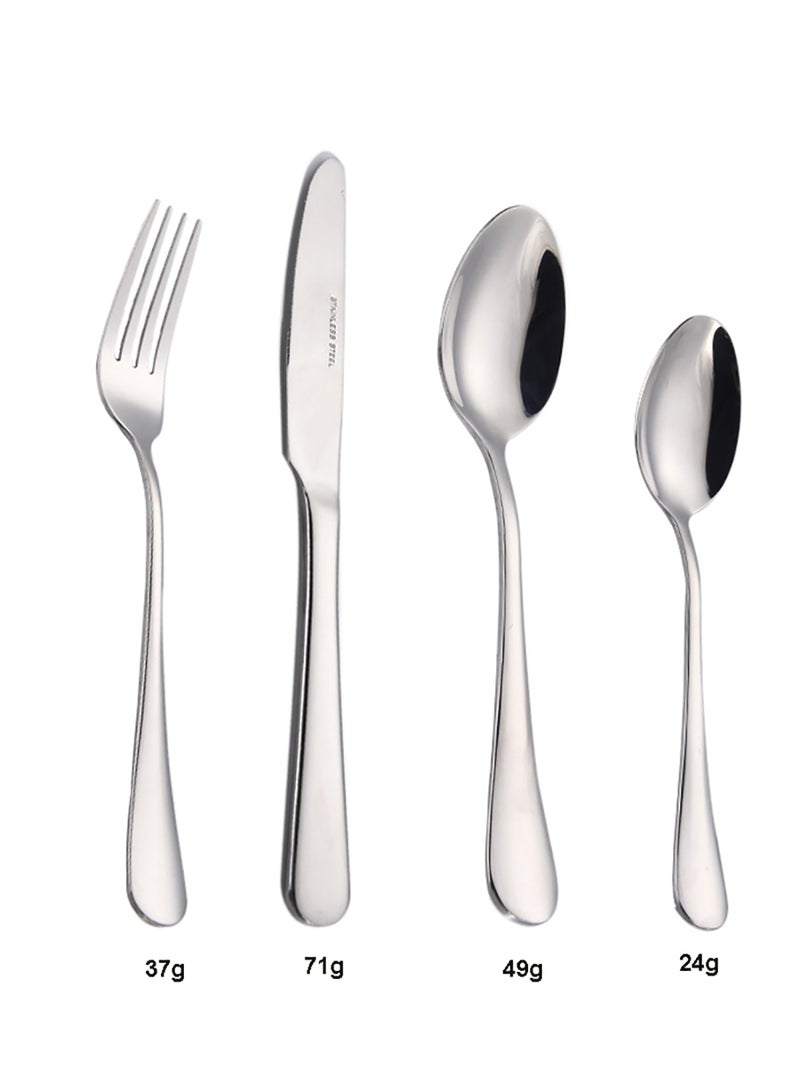 Sunhome 16-Piece Stainless Steel Cutlery Set With No Texture On The Surface Kitchen Utensil Set Western Tableware Suitable For Home Kitchen Restaurant Hotel Party Dining Picnic Dining Exquisite Packaging For Gifts Silver 23,18,14cm  - Image 3