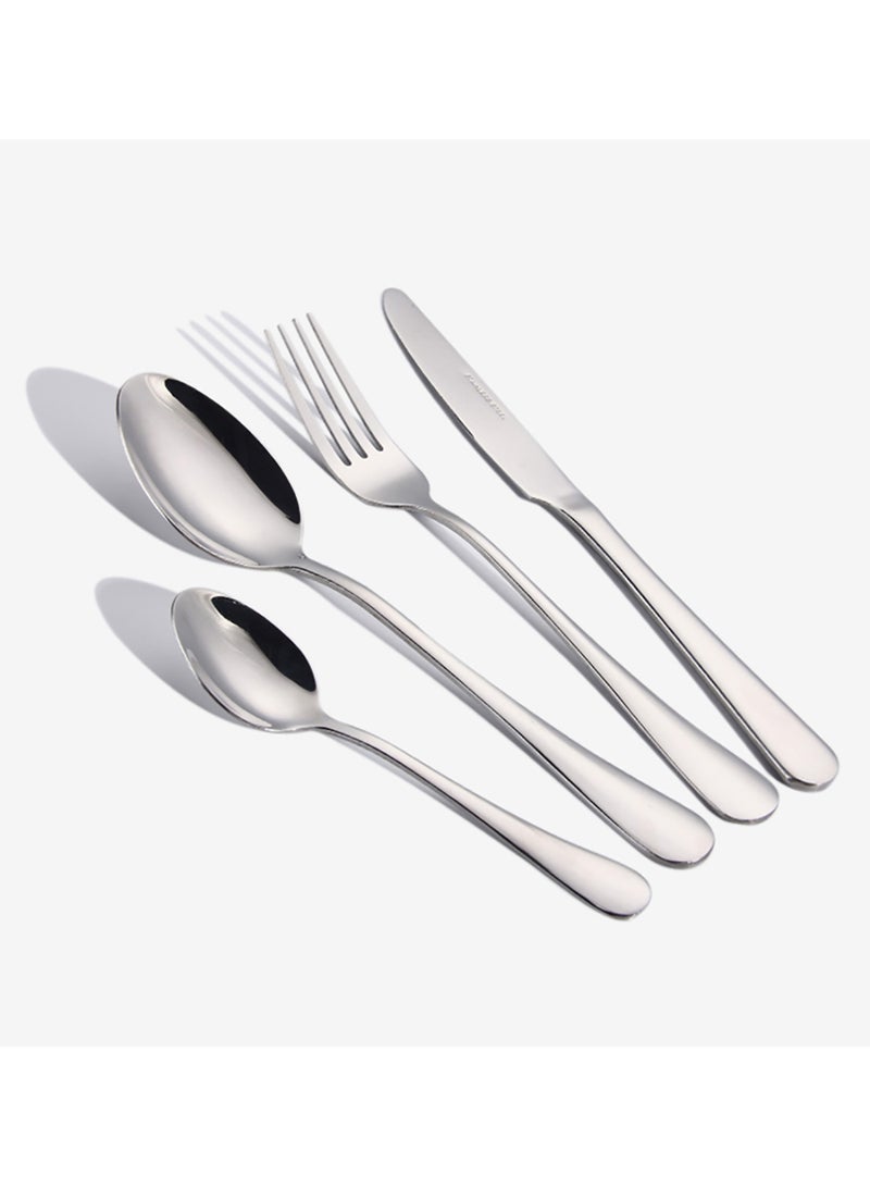 صن هوم طقم ملاعق وشوكة وسكاكين من الفولاذ المقاوم للصدأ مكون من 16 قطعة فضي فضي 23,18,14سم - Image 4