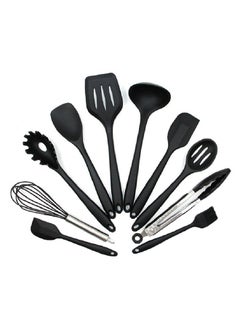 EKO 10-Piece Non-Stick Cooking Utensil Tools Set Black 10cm 