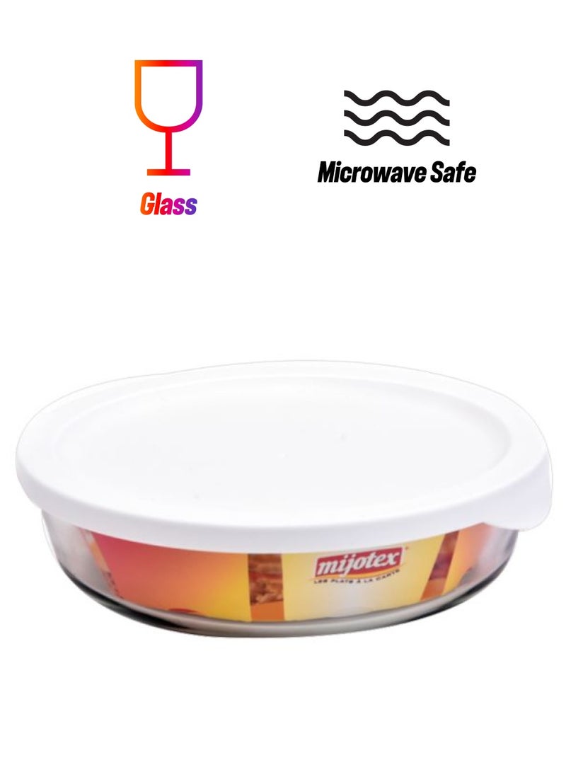 MIJOTEX Round Glass Food Container Clear/White