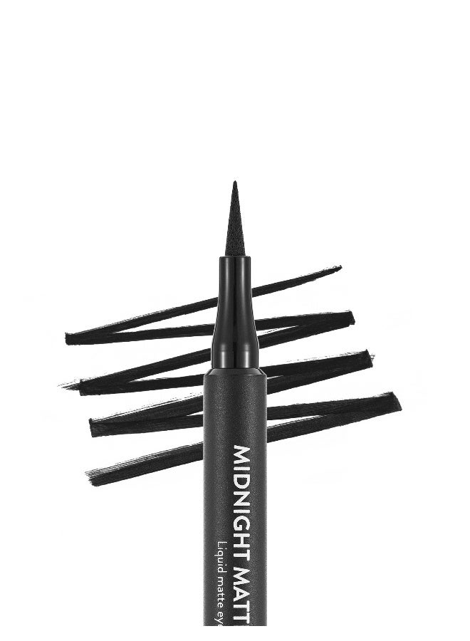 flormar Midnight Matte Eyeliner – 001 Black – Precise Tip, Matte Finish, Brush Design, Smooth Black - Image 2