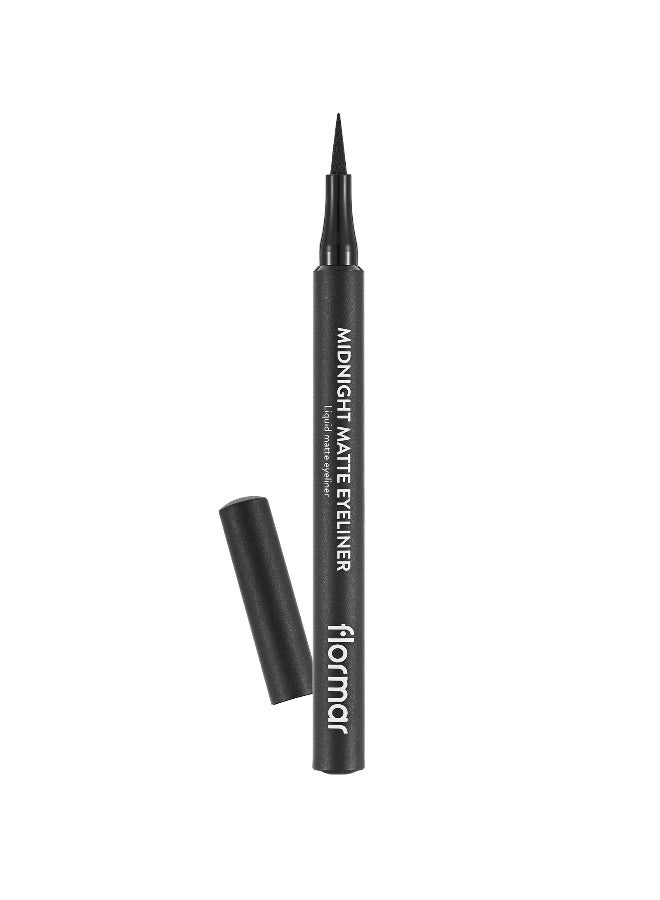 flormar Midnight Matte Eyeliner – 001 Black – Precise Tip, Matte Finish, Brush Design, Smooth Black - Image 1