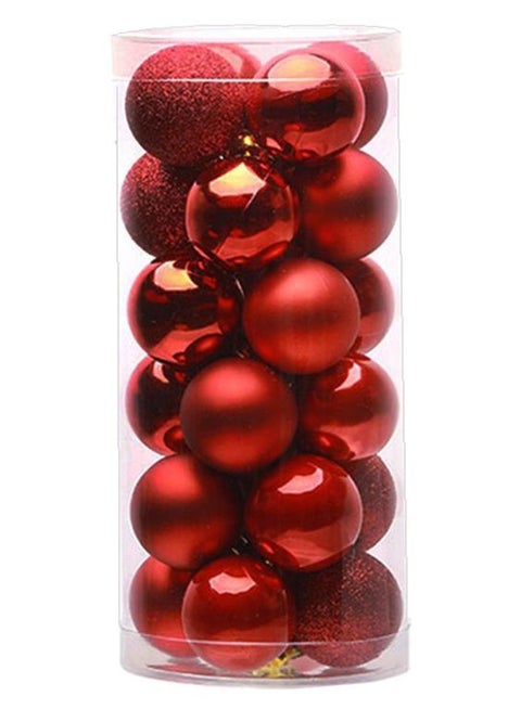 طقم كرات لتزيين شجرة الكريسماس مكون من 24 قطعة أحمر 4سم