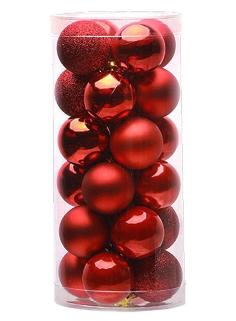 طقم كرات لتزيين شجرة الكريسماس مكون من 24 قطعة أحمر 4سم - Image 1