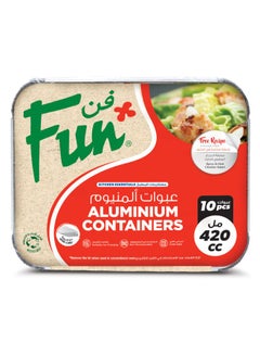 Fun Pack Of 10 Indispensable Aluminium Food Container Silver 420ml  - Image 1