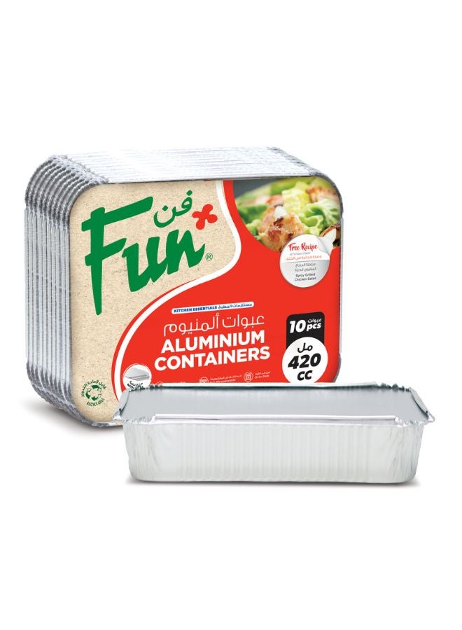 Fun Pack Of 10 Indispensable Aluminium Food Container Silver 420ml  - Image 2