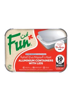 Fun Pack Of 10 Indispensable Aluminium Food Container Silver 800ml  - Image 1