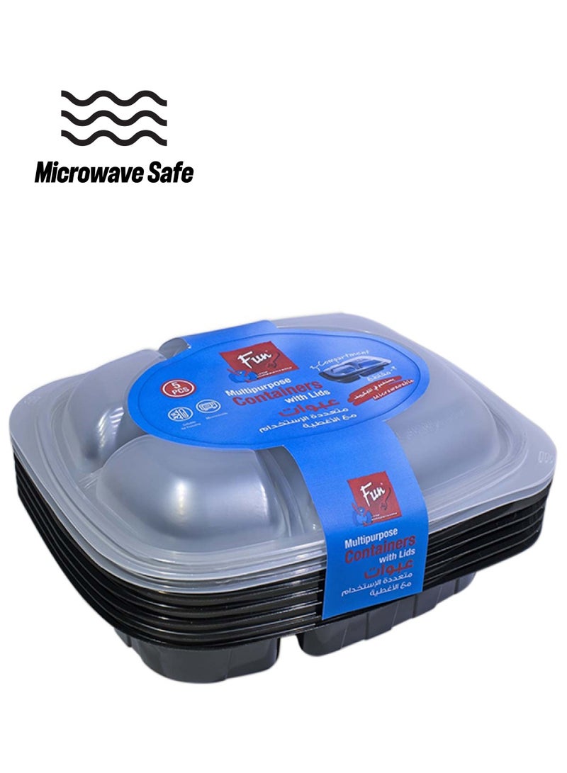 Fun Pack of 5 Disposable Containers And lids  - Image 1