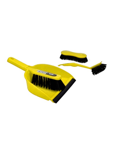 4 Piece Cleaning Brush With Dust Pan Set Assorted / Multicolour