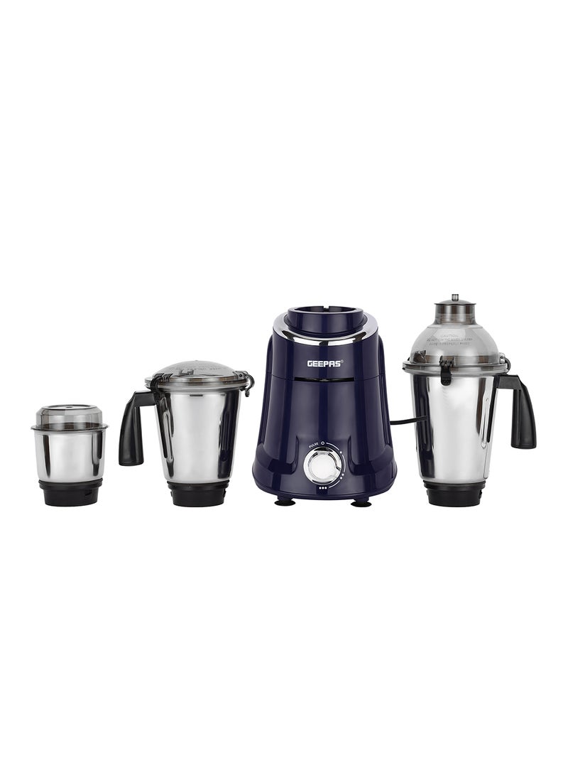 3-in-1 Mixer Grinder 750W Powerful Motor | Stainless Steel Jars and Blades, Unbreakable Jar Caps| Fast Grinding, Ergonomic Design| 3 Jars with 3 Speed Control, Perfect for Grinding, Making Smoothies, Batters, etc.| 750 W GSB5080S Blue & Silver