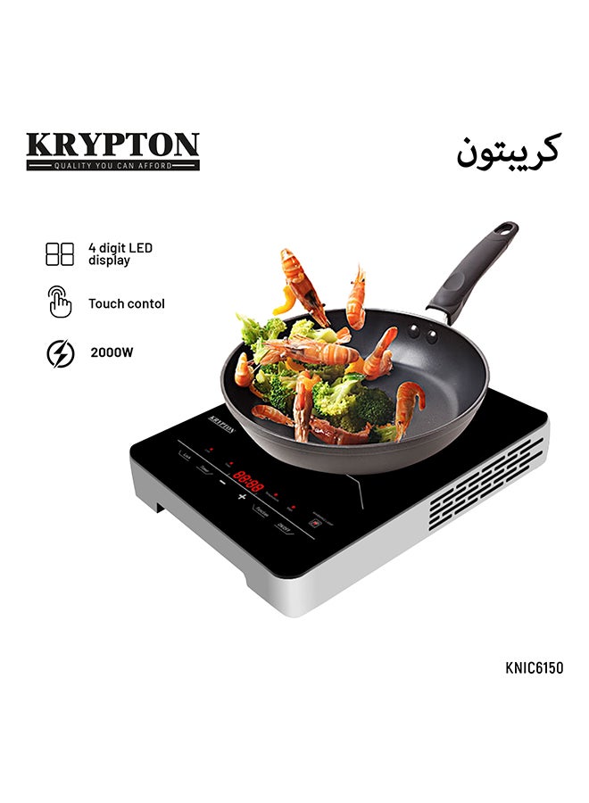 KRYPTON - Electric Infrared Glass Ceramic Cooker with Digital LED Display, Timer Setting - Automatic turn off function, Touch Screen Controls and Lock Settings 2000 W KNIC6150 Black/White - Image 1
