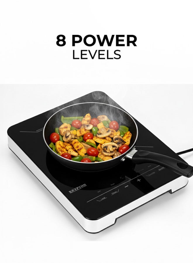 KRYPTON Electric Infrared Glass Ceramic Cooker with Digital LED Display| Timer Setting |  Automatic turn off function | Touch Screen Controls and Lock Settings 2000 W KNIC6150 Black/White - Image 4