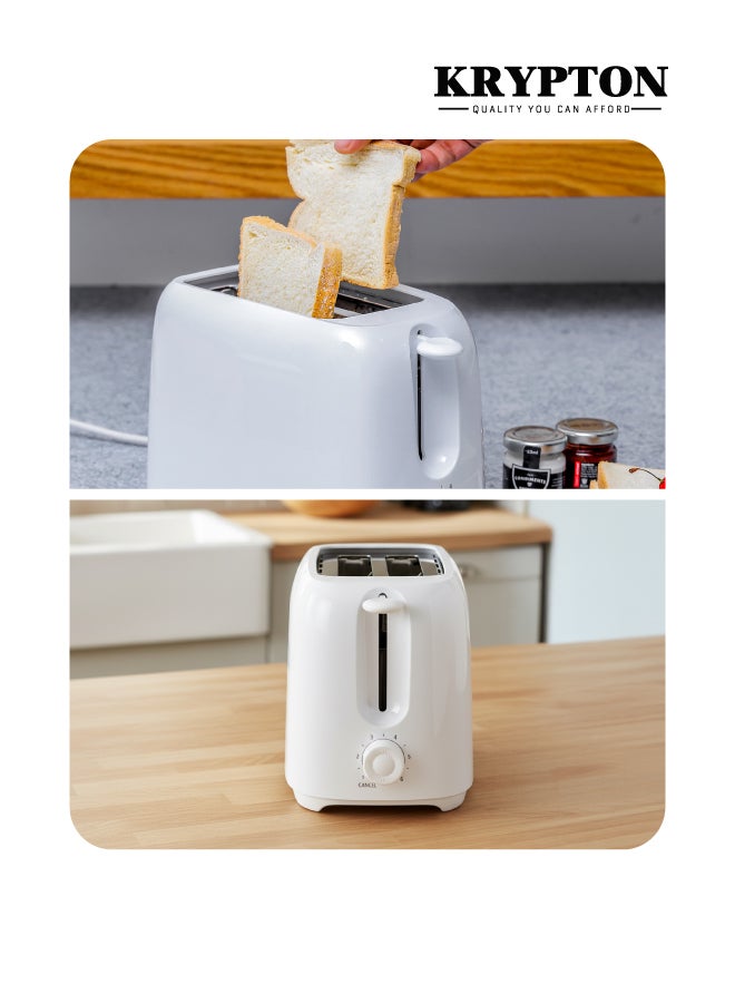 KRYPTON 2-Slice Pop-Up Bread Toaster with 6 Browning Settings, Removable Crumb Tray, Wide Slots, Anti-Skid Base & Cancel Button 650 W KNBT6194N White - Image 5