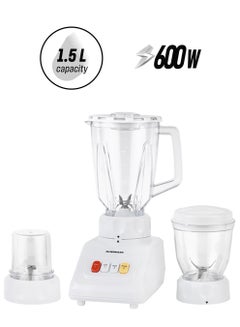 Olsenmark Multi Functional 3 In 1 Blender, With 1.5 Litre Jar Capacity, Stainless Steel Blade & Housing, Overheat Protection, Multi Functional Design For Blending, Grinding & Mincing, 2 Speed Function 1.5 L 600 W OMSB2054 White  - Image 1