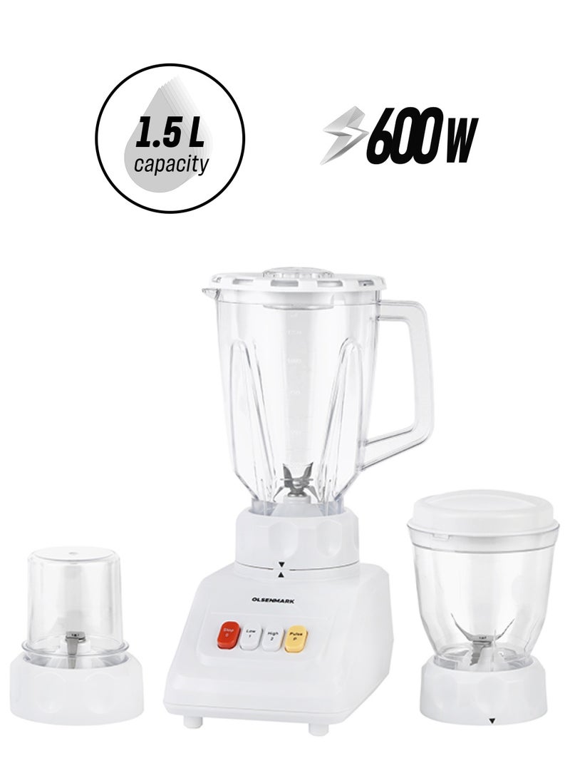 أولسنمارك خلاط سوبر متعدد الوظائف 3 في 1 1.5 L 600 W OMSB2054 أبيض/ أحمر/ صافي  - Image 1