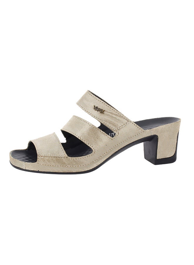 VITAL Classic Shiny Slip-On Sandals Gold/Black  - Image 2