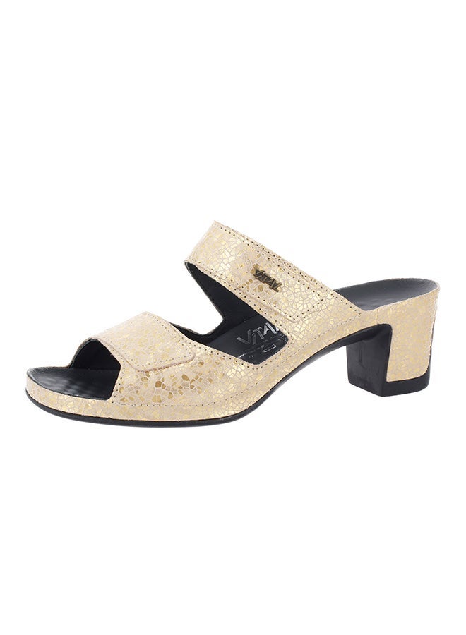 VITAL Classic Shiny Slip-On Sandals Gold/Black  - Image 2