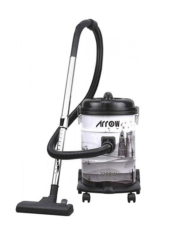 Arrow Extra Turbo Vacuum Cleaner With High Efficient Motor Powerful Suction And Strong Metal Body/Multi Filtration System/Stainless Steel Telescopic Tube 21 L 2200 W RO-21VAA Black/White/Grey 