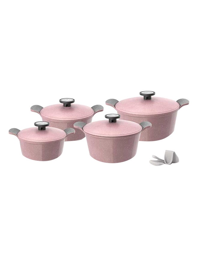 Neoflam 8-Pieces Granite Xtrema Cookware Set Pink 20/24/26/28cm