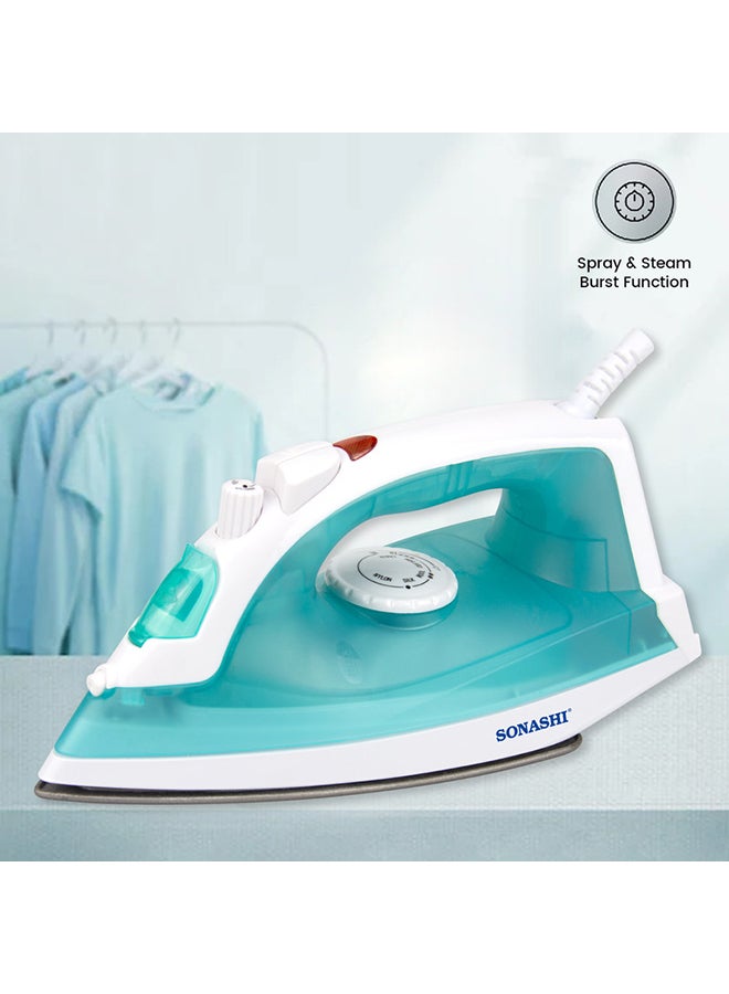 SONASHI Steam Iron - Non-Stick Coated Soleplate with Steam | 3 Modes - Burst Steam, Spray, Dry Iron | With 100% Active Steam Holes 1600 W SI-5077TG Green/White  - Image 1