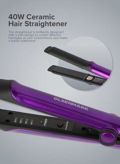 Olsenmark Ceramic Hair Straightener OMH4031, Style, Hair Heater Slim Design With Ceramic And Tourmaline Coated Plate Grey 800grams  - Image 3