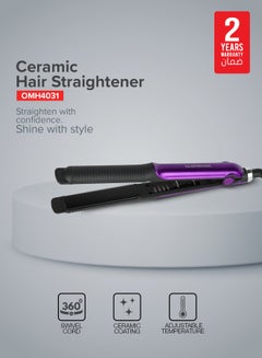 Olsenmark Ceramic Hair Straightener OMH4031, Style, Hair Heater Slim Design With Ceramic And Tourmaline Coated Plate Grey 800grams  - Image 2