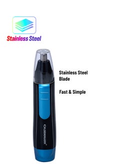 Olsenmark Nose Hair Trimmer With Long-Lasting  Battery, Compact And Lightweight Design, Stainless Steel Blade, Includes Protective Cap And Cleaning Brush Black/Blue  - Image 1