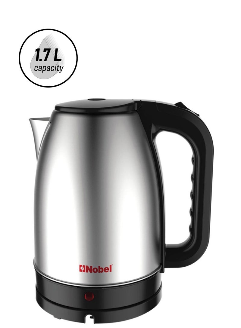 Nobel - Stainless Steel Kettle with Auto Lid-Open Structure and Dual Window, Automatic Off When Water Boiled, Flex Operation Boiling Dry Protection 1.7 L 1850 W NK182SS Stainless Steel - Image 1