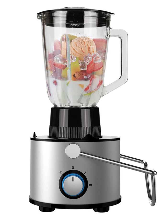 Nobel - Powerful 800W Stainless Steel Juicer with 2L Pulp Container, 1.1L Juice Cup, Wide 75mm Feeding Tube, Safety Lock, Overheat Protection, Anti-Slip Feet, and Blue LED Light 2 L 800 W NJE404E White/Black/Clear - Image 1