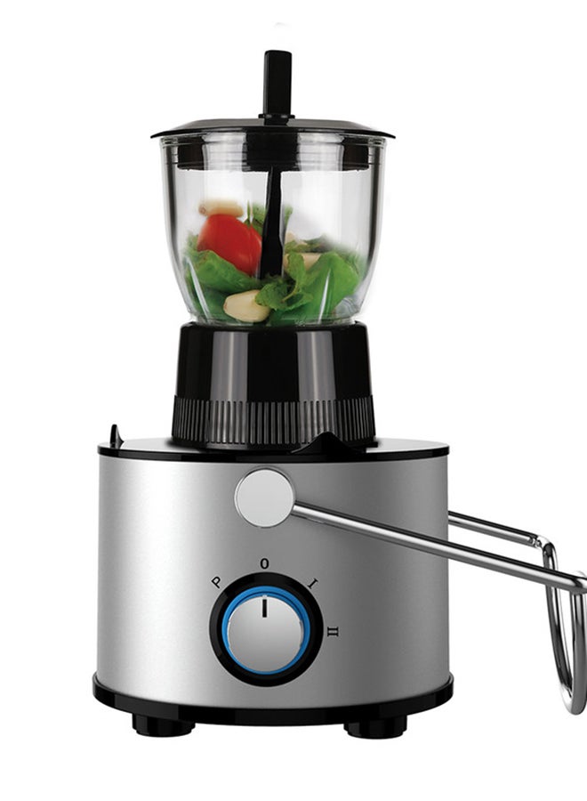 Nobel - Powerful 800W Stainless Steel Juicer with 2L Pulp Container, 1.1L Juice Cup, Wide 75mm Feeding Tube, Safety Lock, Overheat Protection, Anti-Slip Feet, and Blue LED Light 2 L 800 W NJE404E White/Black/Clear - Image 1