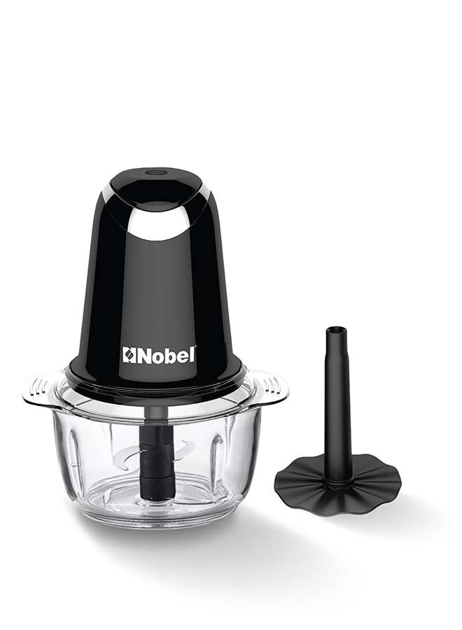 نوبل شفرات مفرمة مزدوجة حادة من الفولاذ المقاوم للصدأ مع حماية مغطاة، وعاء زجاجي سميك مع تعبئة تروس معدنية بزر كروم - Image 1