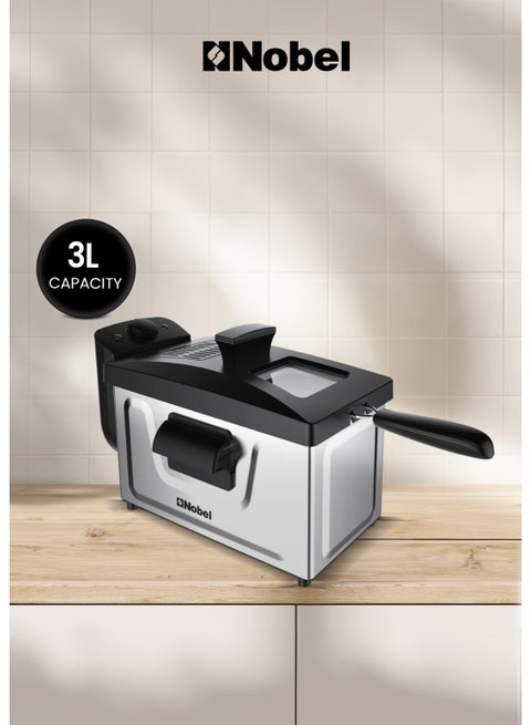 DEEP FRYER Stainless Steel 3.0 Ltr Capacity with 700g Frying Capacity and has Detachable Enamel Oil Tank,Plastic Lid with Filter with Observe Window 3 L 1800 W NDF7G Black/Silver