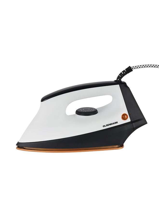 Olsenmark Dry Iron   - Non-Stick Golden Teflon Sole Plate - 60 Microns Teflon Coating - Heavy Weight 1200 W OMDI1716J White/Brown/Silver - Image 1
