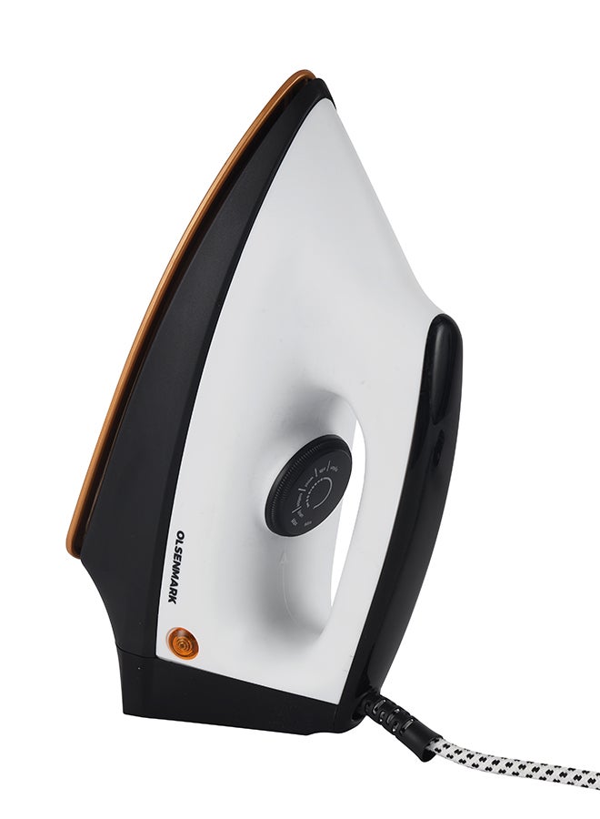 Olsenmark Dry Iron   - Non-Stick Golden Teflon Sole Plate - 60 Microns Teflon Coating - Heavy Weight 1200 W OMDI1716J White/Brown/Silver - Image 4