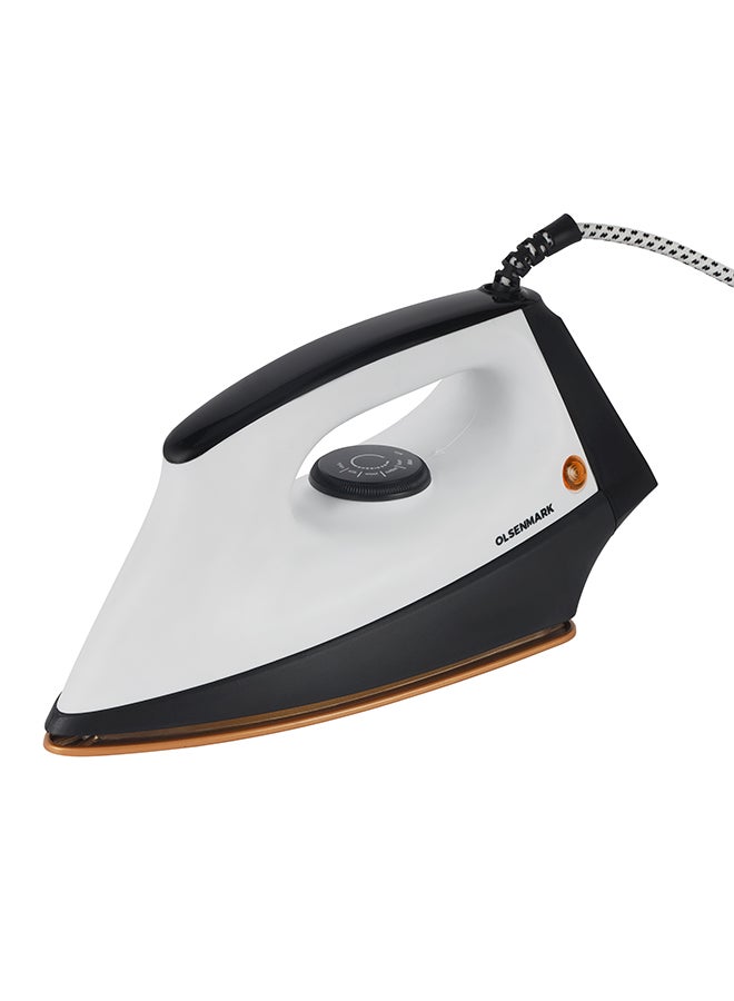Olsenmark Dry Iron   - Non-Stick Golden Teflon Sole Plate - 60 Microns Teflon Coating - Heavy Weight 1200 W OMDI1716J White/Brown/Silver - Image 3
