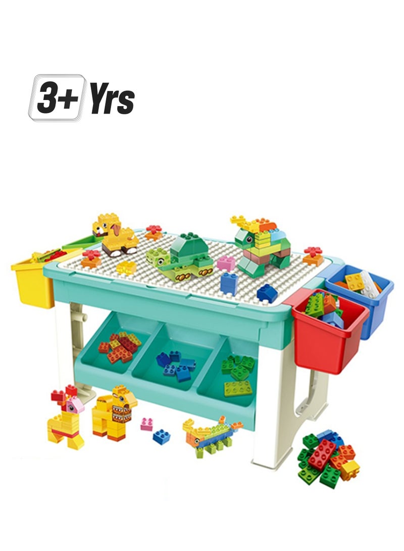 Little Story - 3In1 Activity And Block Table, Toys Table, 69 Blocks Lego Compatible, Study Table, Water Play Table, Sand Table, Multipurpose Table,Boys Girl Kids Furniture, Sensory Play, Homeschooling, 69 Blocks, 3Years 69 - Image 1