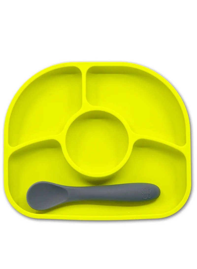 bbluv Yümi Anti-Spill Silicone Suction Plate & Spoon Set – BPA-Free, Baby & Toddler Feeding Dish – Microwave & Dishwasher Safe