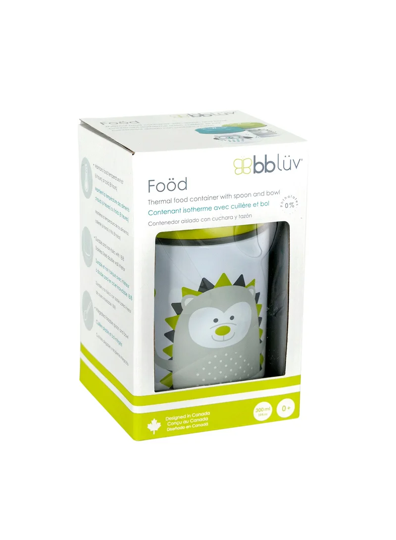 bbluv Fööd Thermal Food Container – 300ml, Stainless Steel, Leak-Proof, BPA-Free, Keeps Food Hot (6H) & Cold (8H), with Bowl & Foldable Spoon – Portable for Kids & Travel