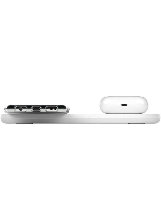 belkin - BoostCharge Dual Wireless Charging Pads With PSU - 10W Fast Qi Certified For iPhone 15, 14 Series And Older, Airpods Pro, Samsung, Google, Huawei And Other QI Enabled Devices White - Image 1
