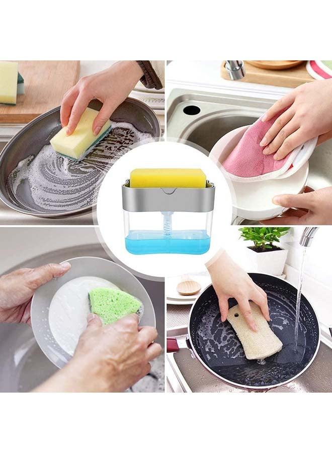 موزع صابون بمضخة وحامل إسفنج للمطبخ متعدد الألوان - Image 2