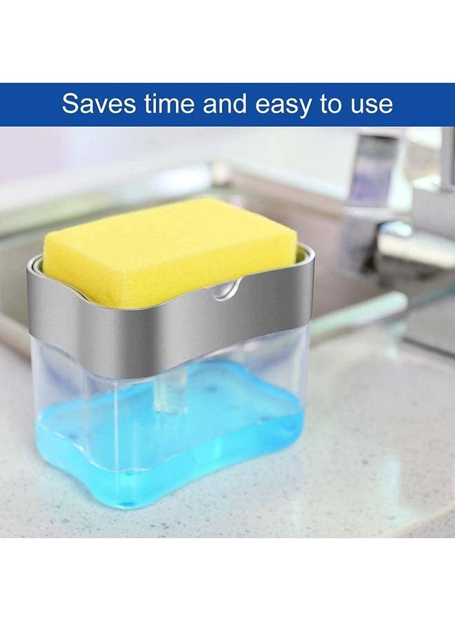 موزع صابون بمضخة وحامل إسفنج للمطبخ متعدد الألوان - Image 3