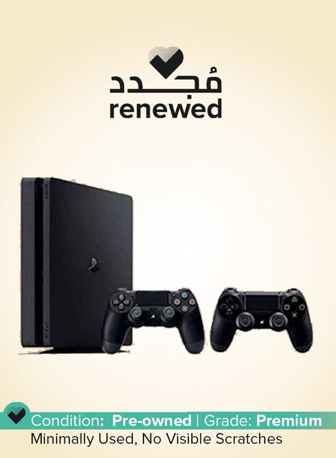 Renewed - PlayStation 4 Slim 1TB Console With 2 Dualshock 4 Wireless Controller
